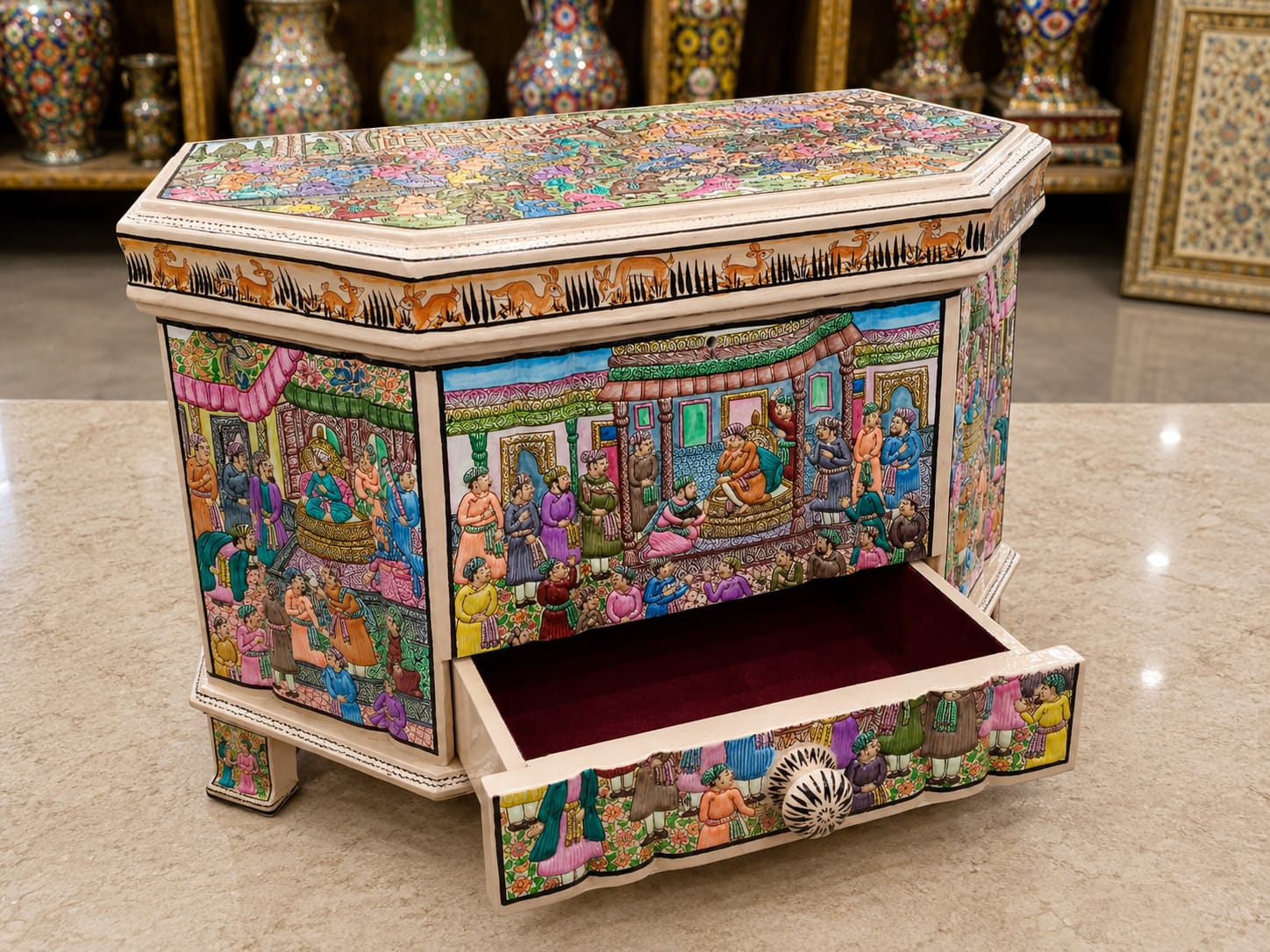 Handmade Paper Mache Jewelry Box, Paper Mache Treasure Box